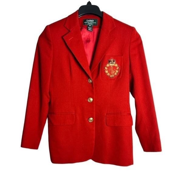 Lauren RL Red Jacket Embroidered 3D Crest Patch  Wool Size 4P - Picture 1 of 13